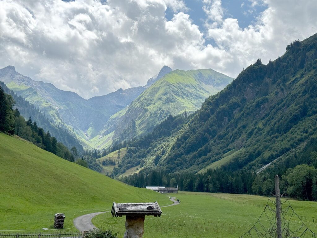 Aussicht von Spielmannsau in die Berge